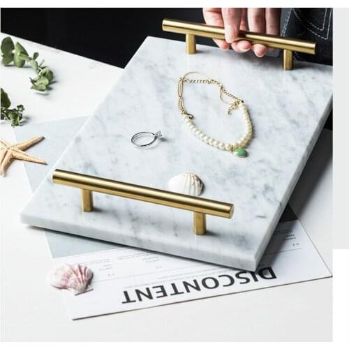 Marble Tray Light Luxury Rectangular Cosmetic Tray Nordic Simple Ins Wind Living Room Bathroom Storage Tray