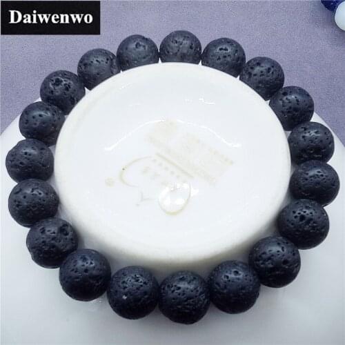 Natural Black Lava Stone Beads Single Bracelet Man Gift Wholesale 6-12mm