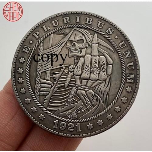 1921 Skull Ring Hobo Nickel Coins USA Morgan Dollar COIN COPY Halloween Skeleton wizard Copper coin