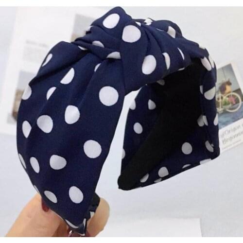 New Fashion Polka Dot Headband Wide Bow Knot Hairband Elastic Vintage Head Hoop for Women Make Up Hair Accessories Wholesale