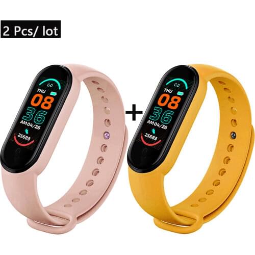 2Pcs/lot 2021 New M6 Wristwatch Color Screen Smart Sport Bracelet Activity Running Tracker Heart Rate For Children Men Women