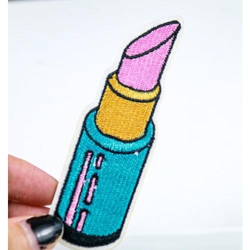 New Arrival Fashion Lipstick Embroidered Patches for Clothing Iron on Clothes Jeans Woman DIA Appliques Badge Stripe Sticker