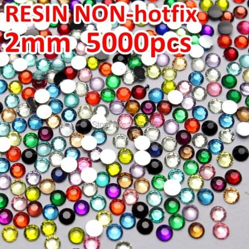 Very Shiny! 2MM SS6 Mix Colors Nail Art Rhinestones 5000pcs/bag Resin Non HotFix Crystal to DIY Nails Decoration Glitters strass