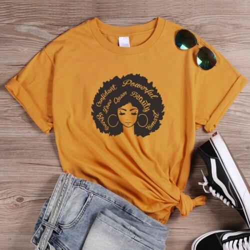 ONSEME Beautiful Afro Lady Graphic T Shirts Queen Girl Power Letter Slogan Tee Tops Feminist Tees Women Christian T Shirts