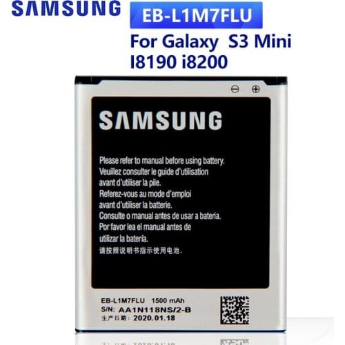 SAMSUNG Original Replacement Battery EB-L1M7FLU For Samsung Galaxy S3 Mini S3Mini GT-I8190 I8190N I8190 i8200 Authentic Battery