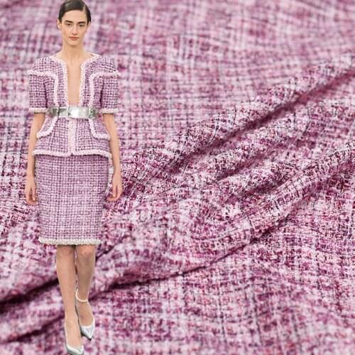 Pearlsilk Purple White Tweed Colour Chans Style Garment Materials Spring Suit Dress Skirt DIY clothes fabrics