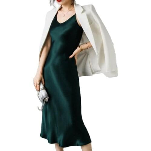 Fashion High Quality Womens Dress Summer Spaghetti Satin Long Woman Dress Very Soft Smooth Plus Size S-3XL