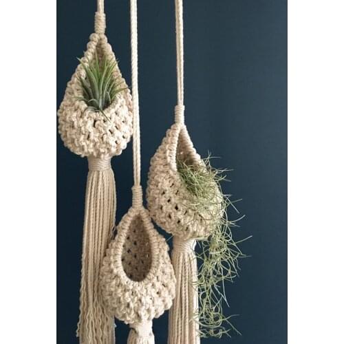 Nordic Style Woven Flowerpot Net Bag Home Plant Hanging Tapestry Gardening Decor Minimalist Feel Handmade Braided Art