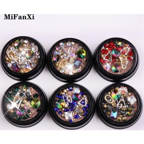 6 Styles Nail Art Mixed Shiny Glitter Hollow Alloy Metal Frame Beads Rhinestone Decoration Rivet 3D DIY Accessories