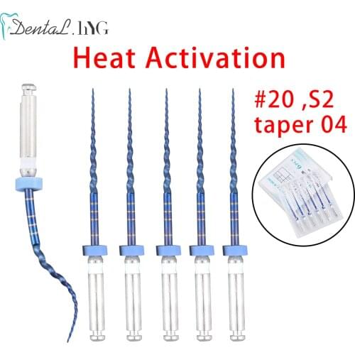 S2 6 pcs/pack 21mm/25mm Dental Heat Activated Files Blue Bendable with Memory Engine Use for Root Canal Preparing Treatment