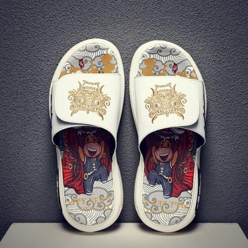 National Tide Summer Mens Slippers 2021 New Tide Drag Flip Flops Breathable Thick Bottom Indoor and Outdoor Wear Sandals