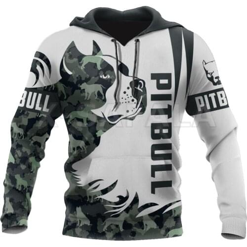 Unisex PitBull Dog Fighter Camo 3D Print Hoodies Man Sweatshirt Women Harajuku Outwear Casual Pullover Autumn Zip Up Jacket