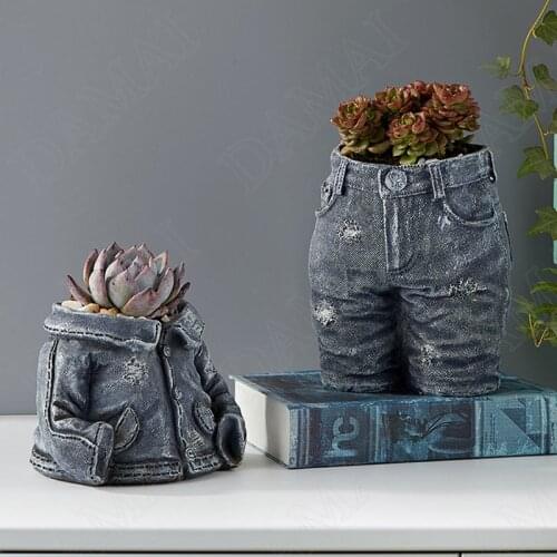 Creativity Resin Vase Mini Lovely Cowboy Clothes Indoor Flower Pot Office Desktop Flowers Vases Home Decoration Modern Ornaments