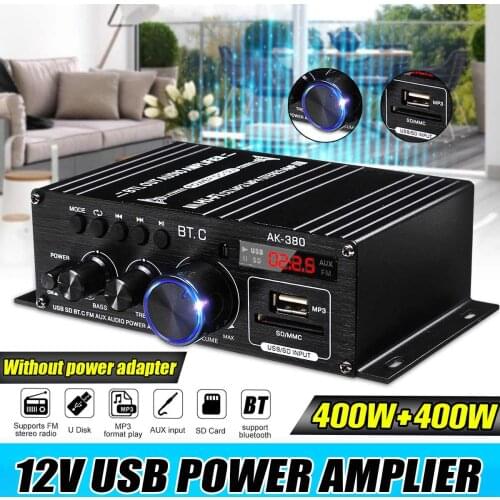 400W Bluetooth Amplifier Hifi Car Home Subwoofer Stereo Surround Sound 220V Car Speaker EDR Stereo Audio LED Design Amplifiers