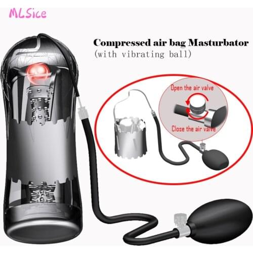 Airbag Squeeze vibrating Vacuum Cup Soft Pussy Transparent Vagina Sexy Pocket Male Masturbator Endurance Exercise Toys for Men