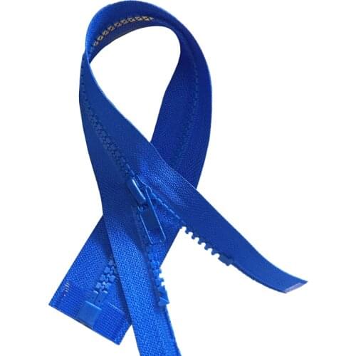 XUNZHE 5pcs blue 50/60/70cm 5# Zippers Open End Resin Zipper For Sewing Garments Long Coat Down Jacket DIY Sewing