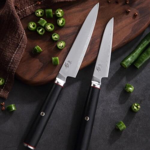 Japan AUS-10 composite steel Forging 4 inch Paring knives Peeling knives steak knives Black walnut scabbard giveaway