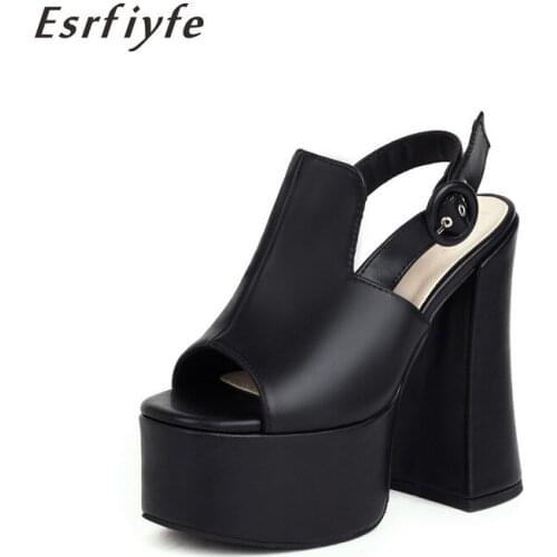 ESRFIYFE 2021 New Summer Super High Heels Sandals Women Platform Shoes Woman Sandals Roman Ladies Shoes Gladiato Large Size 4-15