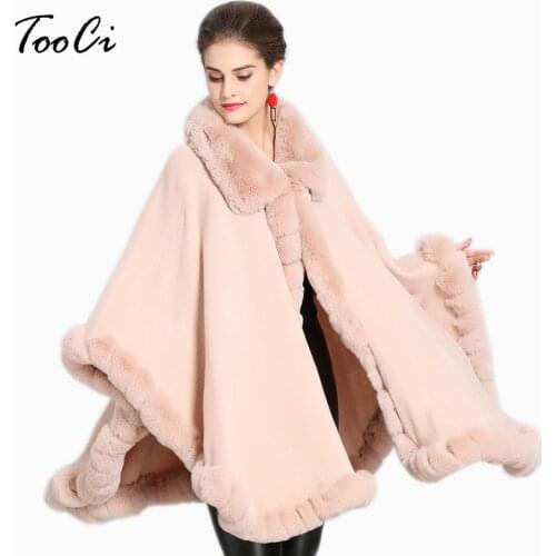 New Spring Elegant Faux Fur Coat Women Pink Warm Soft Jacket Cardigan Thick Overcoat Short Outerwear Poncho And Capes