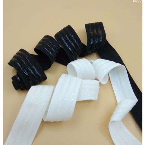 1" Black White Silicone Non Slip Extra Gripper Soft Elastic Band Webbing 25mm Width 10 Meters Three Silicone Line Width 4mm*3