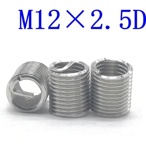 10Pcs M12*2.5D Stainless Steel Coiled Wire Helical Screw Thread Inserts M12 Screw Bushing self tapping thread repair tool