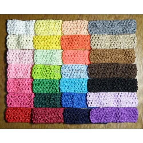 100pcs 1.55" Width Baby Crochet Elastic Headband Crochet Hairbands Infant Children Hair Accessories, 28 colors