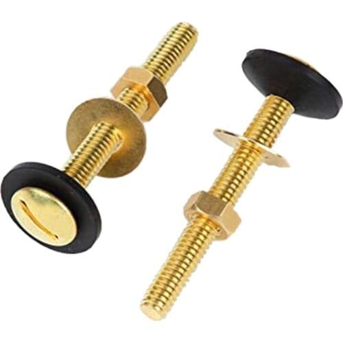 2 PCS Toilet Bolt Brass Toilet Tank Screw Fixing Bolt Heavy Duty Bolt with Waterproof Rubber Gasket and Brass Gasket