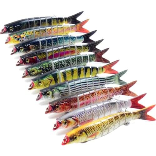 21.5G/14CM Artificial 8 Segments Sinking Wobbler Plastic Hard Fishing Bait 3D Eyes Bionic Multi-Section Swiming Fishing Lure