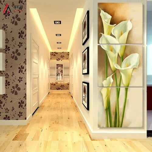 3 pieces art painting canvas print corridor effect calla picture print vertical wall forms for living room photo Free shipping