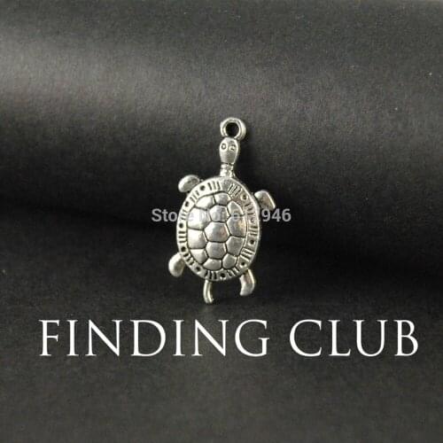 30 pcs Zinc Alloy Animal Charms Silver Color Turtle Charm Pendant Diy Jewelry Findings Accessories 30x16mm A677