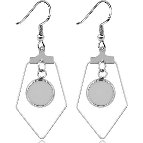 6pcs Stainless Steel Dangle Earring Base Settings Fit 6 8 10 12mm Dia Cameo Cabochon Bezel Blanks DIY Earring Hooks Findings