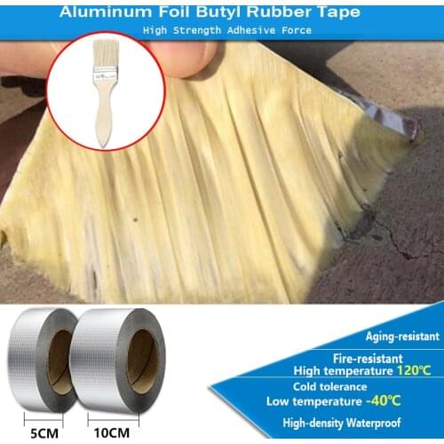 Aluminum Foil Butyl Rubber Tape Self Adhesive High Temperature Resistance Waterproof For Roof Pipe Repair Home Renovation Tools