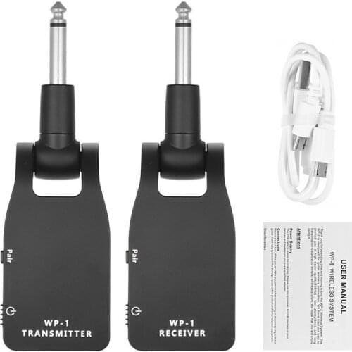 2.4G Wireless Guitar System Transmitter & Receiver Built-in Rechargeable Battery 30M Transmission Range for Guitar