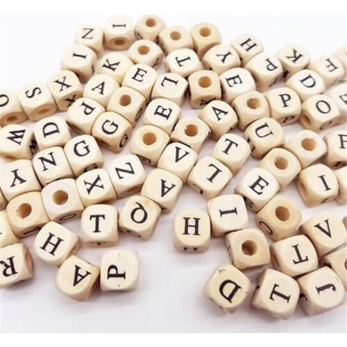 10mm Natural Wooden Alphabet Beads Letter Beads for Bracelets Spacer Baby Smooth Teether Jewelry Pacifier DIY A-Z 100PCS