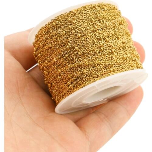 2 Meters 1.5mm Width Stainless Steel With beads Link Chain Necklace Bulk Cable Chain for Jewelry Making Findings DIY Supplies