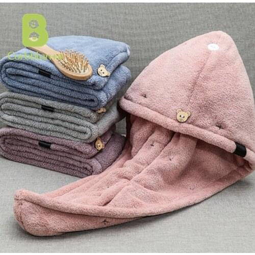 Curbblan Microfiber Women Hair Fast Drying Dryer Towel Bath Wrap Hat Quick Drying Cap Lady Household Bath Tool In Stock 20x60cm