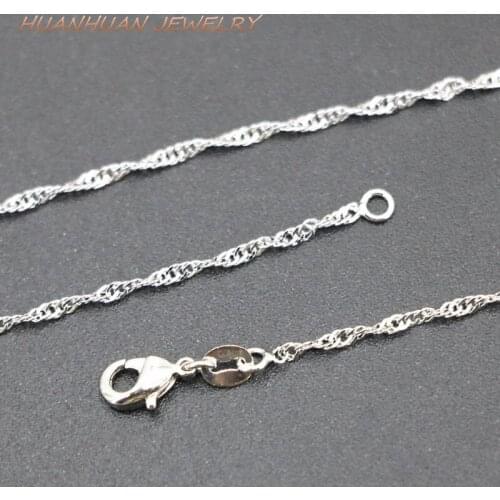Women Link Chain Wholesale 3PCS 1.5mm Copper Stainless Steel Silver-Color Chains Necklace Winding Choker Jewelry 18inch B3386