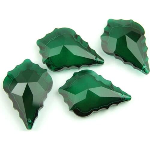 Crystal Maple Leaf 38mm/50mm/63mm/76mm Zircon Green Glass Lighting Chandelier Prism Parts Pendants For Home Decor