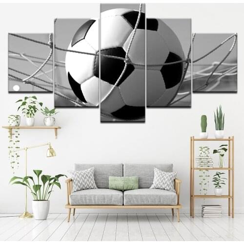 Canvas Painting Football black and white photo 5 Pieces Wall Art Painting Modular Sport Wallpapers Poster Print Home Decor