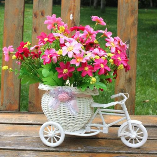 White Tricycle Bike Design Flower Basket Storage Container DIY Party Weddding casamento Decoration Supplies Flores Artificiales