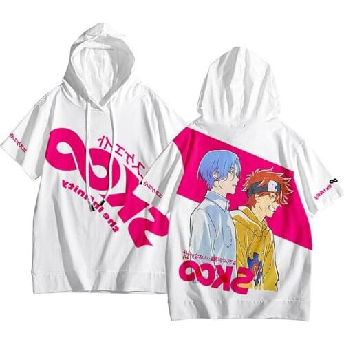 Anime SK8 the Infinity Reki Cosplay Costume Hooded T-shirt Hoodie Tops SK EIGHT Sweatshirt Summer Oversize Short Sleeve Unisex
