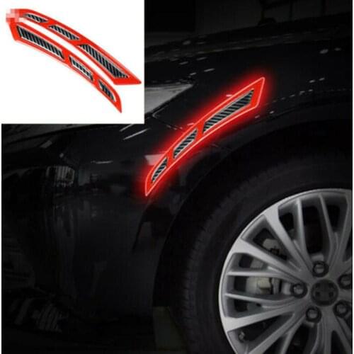 Red Reflective Car Wheel Eyebrows Protective Sticker Stripe Warning Tape 2pcs