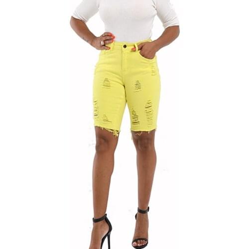 Summer Women High Waist Denim Shorts Women Black Stretch Ripped Holes Casual Plus Size Sexy Club Short Jeans Femme