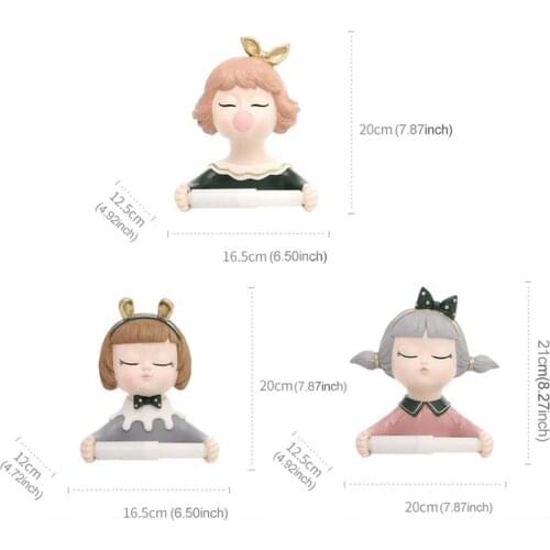 Wall Mounted Girl Statue Paper Holder Toilet Roll Tissue Storage Organizer