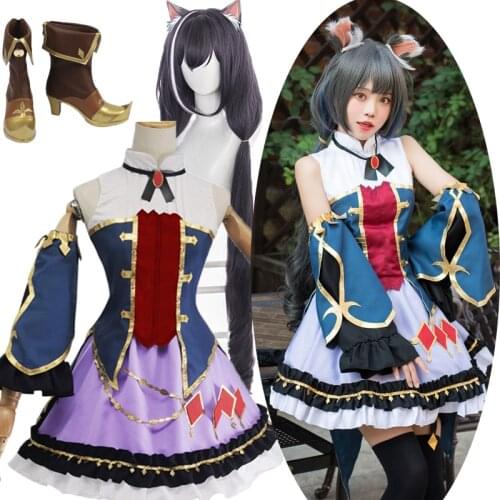 Princess Connect! Re:Dive Momochi Kiruya Kyaru Cosplay Costume Halloween Christmas women men party costume Wigs and shoes dress