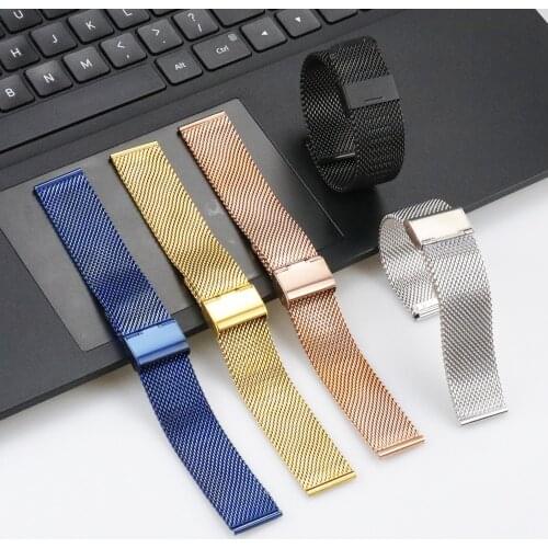 Watch Strap 20 mm 22mm Ip plating 08 Wire Thick Watch black rose gold silver blue Stainless Steel Mesh Milanese Band for APPLE