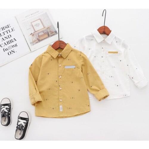 2 3 4 5 6 Y Boys Shirts Cotton Casual Printing Long Sleeves Tops for Boy Kids Clothing Spring Autumn Fashion Toddler Boy Shirt T