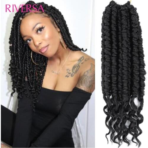 Riversa Spring Twist Crochet Hair Senegalese Braids 12 Inch 6 Packs Pre looped Passion Hair Spring Twist Curly End Dreadlocks