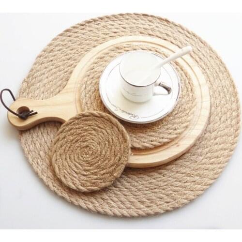 11cm 18cm 28cm Dia Round Placemats Ramie Polyester Coaster Cup Mat Tableware Mat Pad Table Decoration Collection