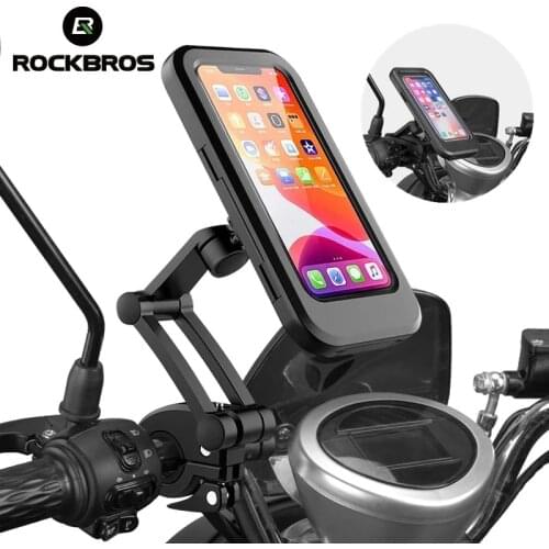 ROCKBROS Bike Phone Holder Motorcycle Bicycle Handlebar Holder Cycling Handlebar Adjustable Bracket Touch Screen Phone Stand